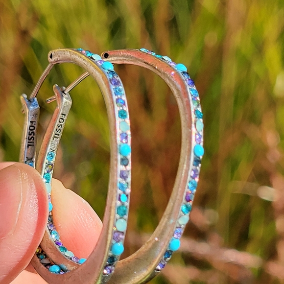 5 Pair Pierced Earrings ~ Fossil ~ Kenneth Cole ~ Chaps ~ Rhinestone ~ Pretty! - Picture 4 of 13